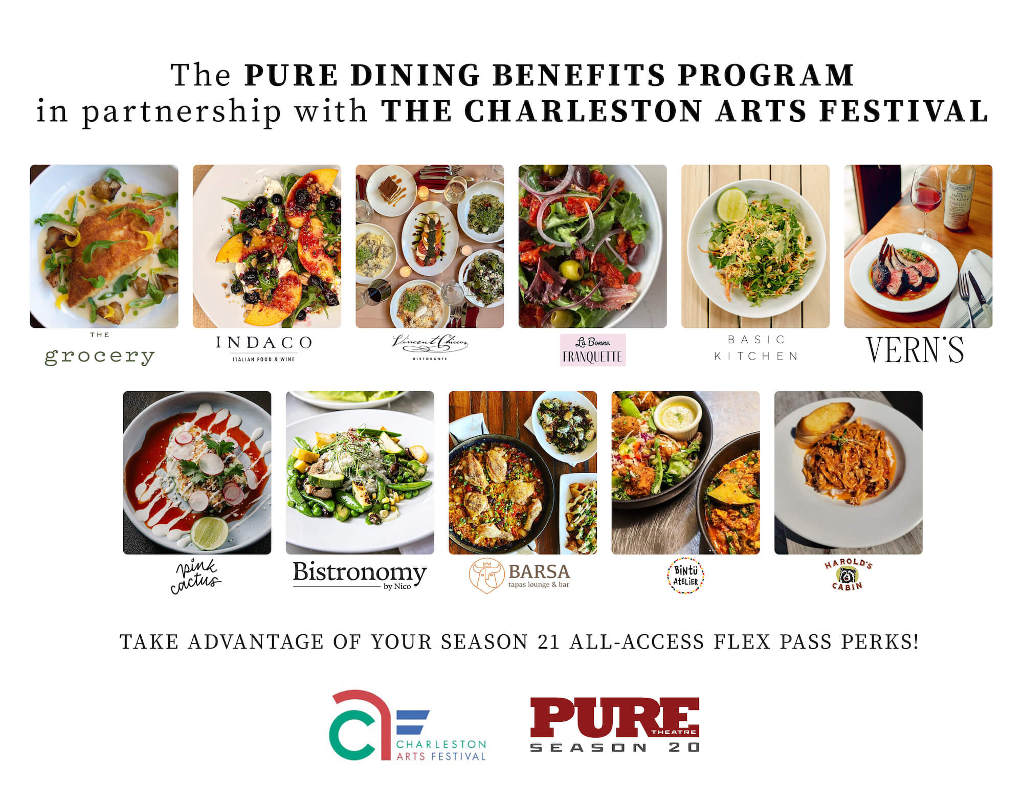 PURE Theatre Dining Benefits and Charleston Arts Festival<br />
