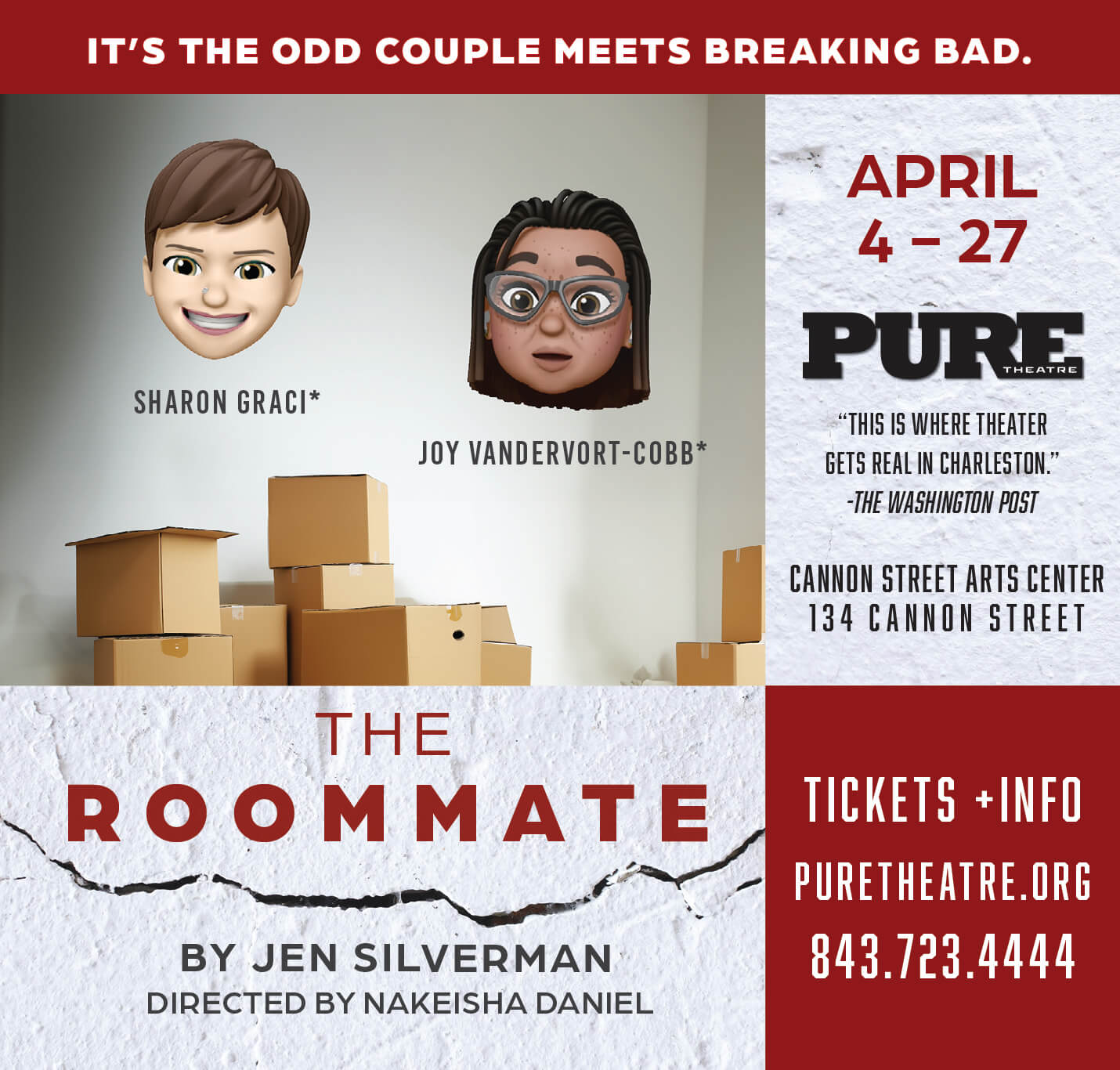 The Roommate by Jen Silverman at PURE Theatre - April 2024 - Directed by Nakeisha Daniel starring Sharon Graci and Joy Vandervort-Cobb