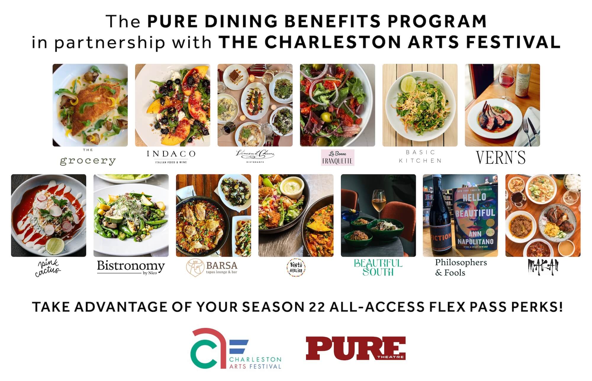 PURE Theatre Dining Benefits and Charleston Arts Festival<br />
