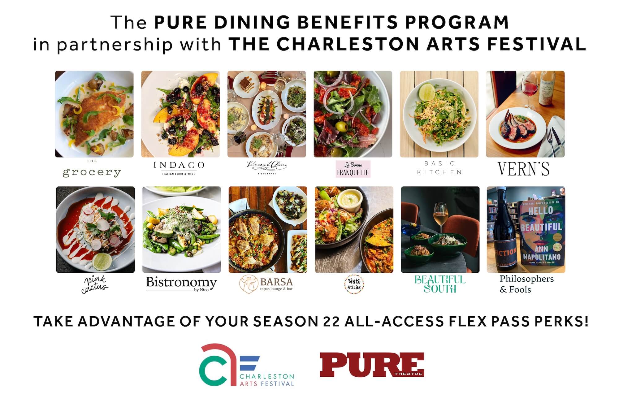 PURE Theatre Dining Benefits and Charleston Arts Festival