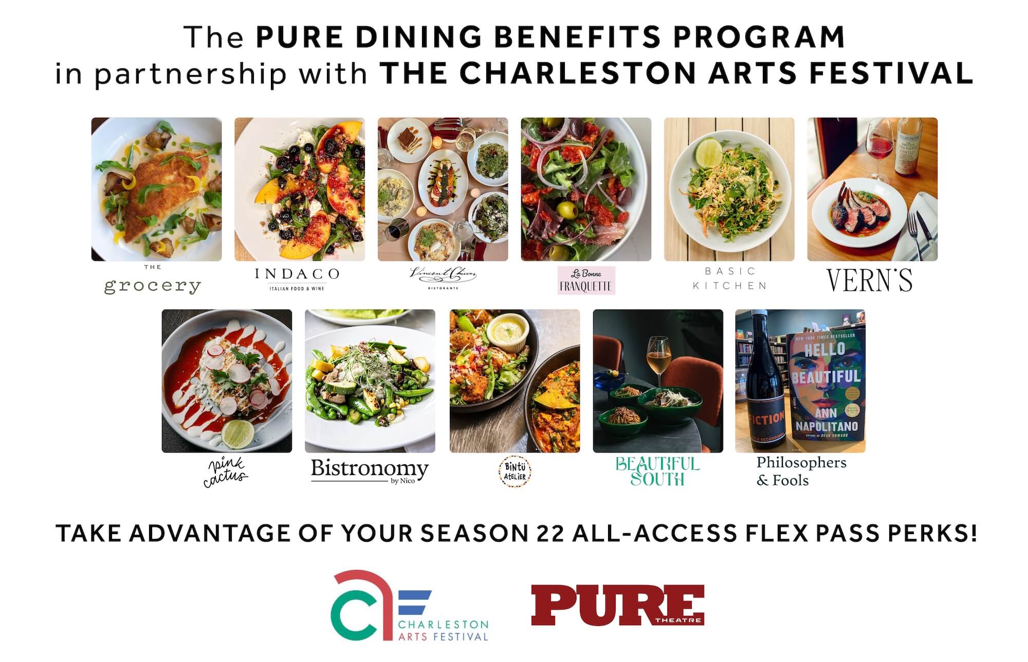 PURE Theatre Charleston restaurants dining benefits for subscribers