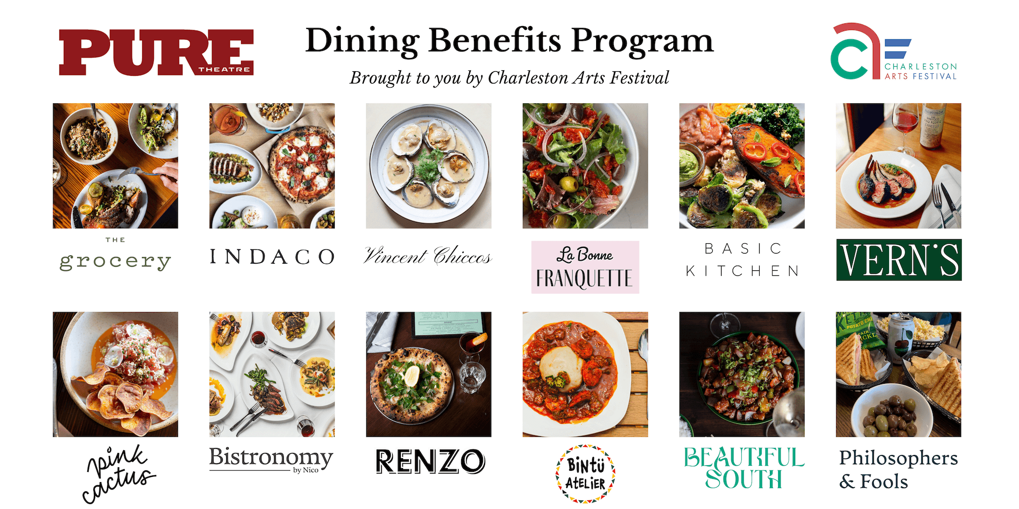 PURE Theatre Charleston Arts Festival Dining Benefits Restaurants program 2025-2026